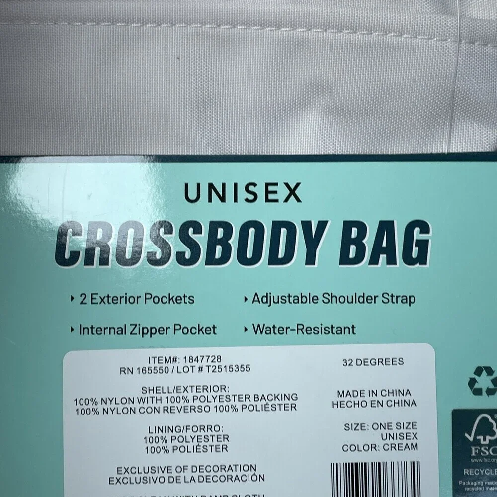 32 Degrees Unisex One Size Crossbody Bag Cream H0331